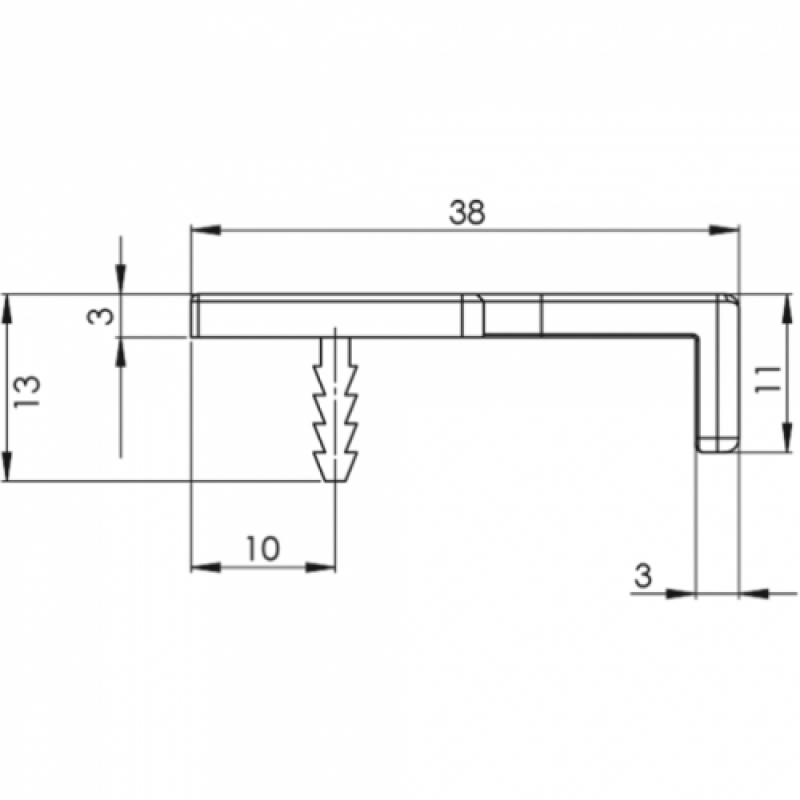 Profil TRIM Aluminium glanz verchromt L: 595 mm B: 38 mm H: 13 mm